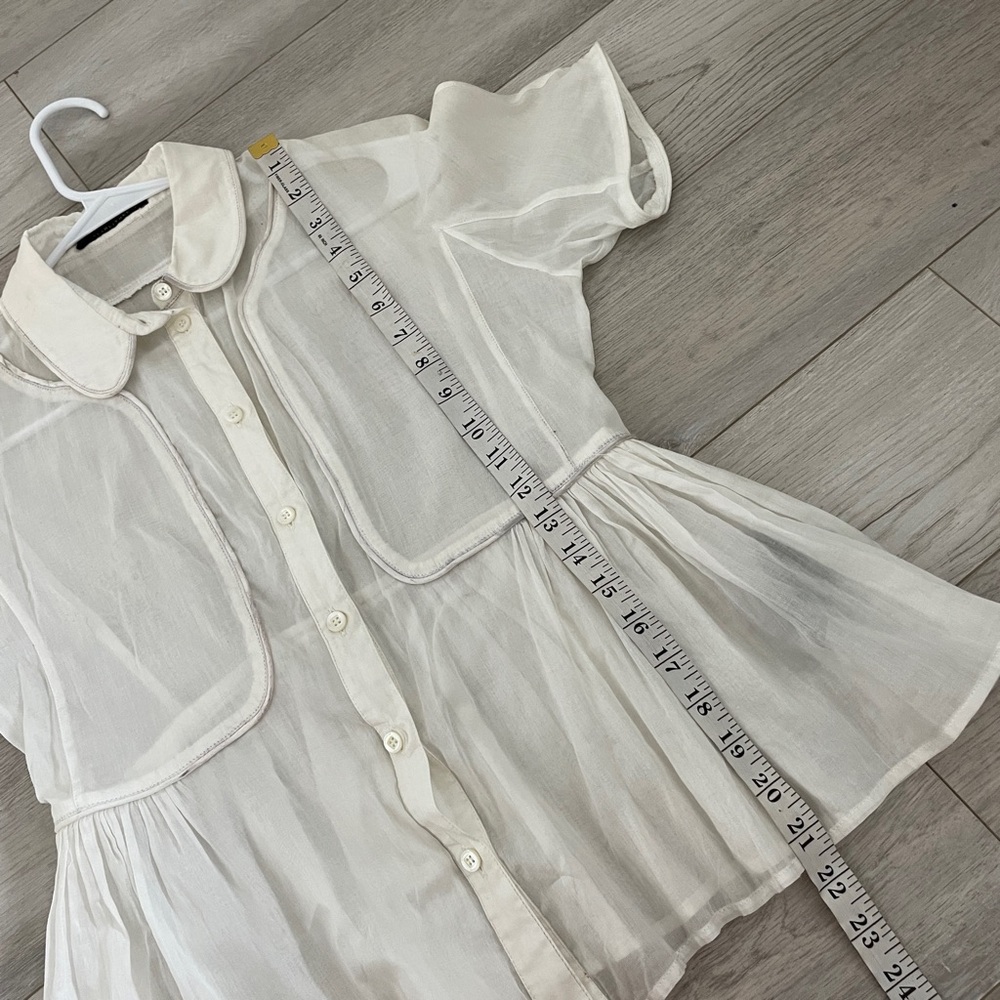 Burberry Cottagecore Blouse sheer button up womens Cream (size 8) minimalist - Picture 6 of 7